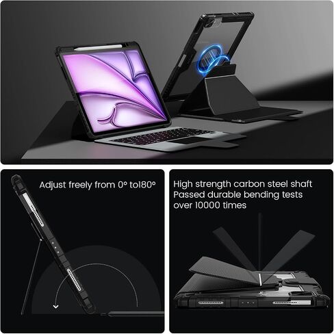 Nillkin لجهاز iPad Air 13 بوصة لوحة المفاتيح (M2، 2024)، حافظة مغناطيسية iPad Pro 12.9، لوحة مفاتيح وحامل قابلين للفصل، مع حامل جداري مغناطيسي، صورة/منظر طبيعي ipad air الجديد 13 بوصة مع إضاءة خلفية للوحة التتبع in Kuwait