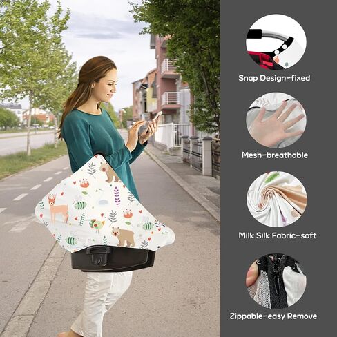 Car Seat Covers for Babies,YZNlife Baby Car seat Cover Boy Girl, Infant Stroller Sun Shade Canopy, Adjustable Peep & Breathable Mesh Window,Protects Baby from Wind,Sun,Mosquito in Saudi Arabia