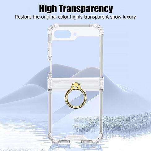 Case for Samsung Galaxy Z Flip 6 Clear Case with Hinge Protection and Ring Stand, Slim Crystal Transparent Scratchproof Protective Cover for Samsung Galaxy Z Flip 6 (Black) in Kuwait