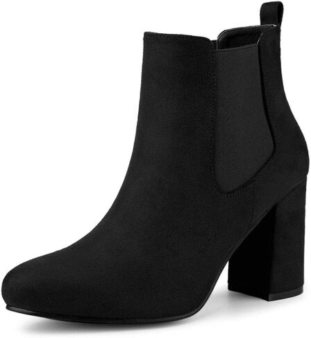 Allegra K Women's Round Toe Chunky High Heels Ankle Chelsea Boots in Saudi Arabia