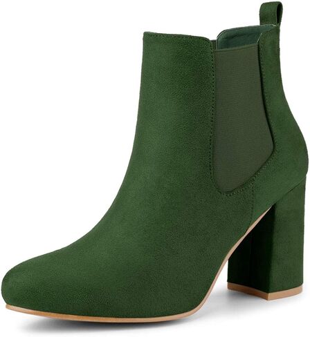 Allegra K Women's Round Toe Chunky High Heels Ankle Chelsea Boots in Saudi Arabia