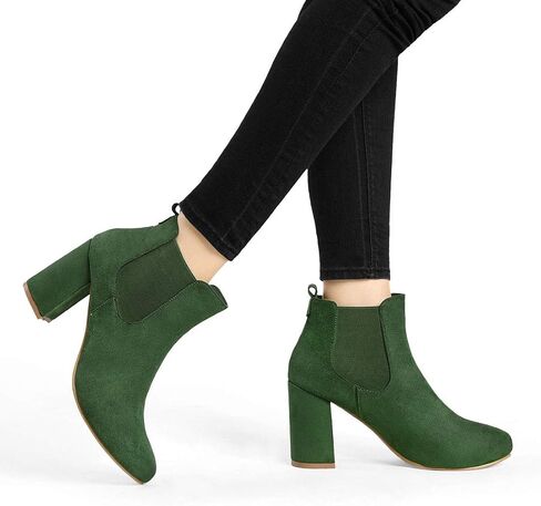 Allegra K Women's Round Toe Chunky High Heels Ankle Chelsea Boots in Saudi Arabia