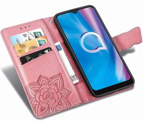Case for Jitterbug Smart 3,Lively Smart Case,PU Leather Butterfly Embossed Flowers Magnetic Flip Cover Stand Card Holders Hand Strap Wallet Purse Case for Jitterbug Smart 3 -Black in Kuwait