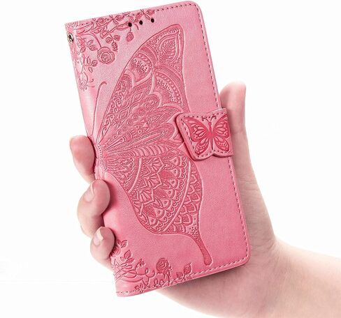 Case for Jitterbug Smart 3,Lively Smart Case,PU Leather Butterfly Embossed Flowers Magnetic Flip Cover Stand Card Holders Hand Strap Wallet Purse Case for Jitterbug Smart 3 -Black in Kuwait