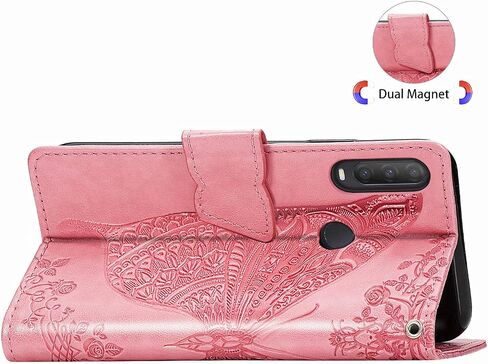 Case for Jitterbug Smart 3,Lively Smart Case,PU Leather Butterfly Embossed Flowers Magnetic Flip Cover Stand Card Holders Hand Strap Wallet Purse Case for Jitterbug Smart 3 -Black in Kuwait