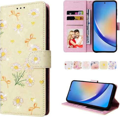 UEEBAI Wallet Case for Samsung Galaxy A55 5G, PU Leather Phone Case Kickstand RFID Blocking Flip Case Card Slots Wrist Strap Relief Engraved Pattern Magnetic Closure Folio Case - Blue Butterfly in Saudi Arabia
