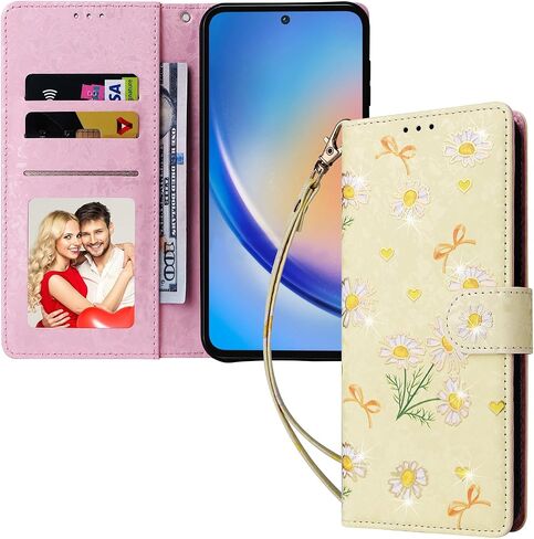 UEEBAI Wallet Case for Samsung Galaxy A55 5G, PU Leather Phone Case Kickstand RFID Blocking Flip Case Card Slots Wrist Strap Relief Engraved Pattern Magnetic Closure Folio Case - Blue Butterfly in Saudi Arabia