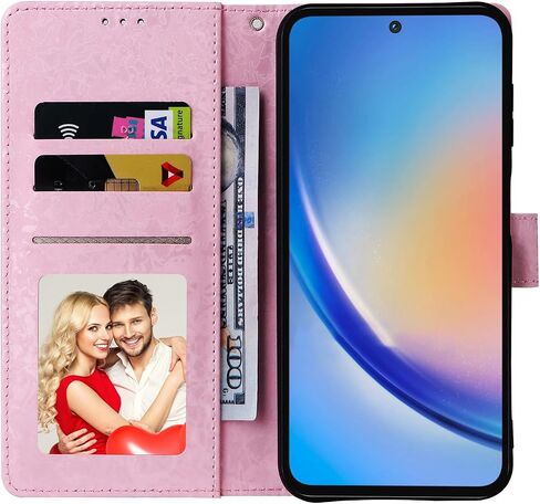 UEEBAI Wallet Case for Samsung Galaxy A55 5G, PU Leather Phone Case Kickstand RFID Blocking Flip Case Card Slots Wrist Strap Relief Engraved Pattern Magnetic Closure Folio Case - Blue Butterfly in Saudi Arabia