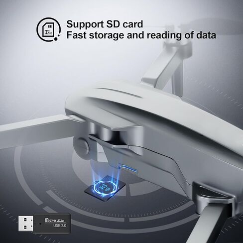 طائرة بدون طيار HHD مع كاميرا 4K للبالغين المبتدئين، ناقل حركة 5G FPV قابل للطي بوزن 249 جرام، تتضمن بطاقة SD سعة 32 جيجابايت، طائرة رباعية المراوح RC، محرك بدون فرش (رمادي) in Kuwait