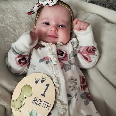 مجموعة بطاقات مايلستون للأطفال على شكل ديناصور مكونة من 7 قطع مع علامة إعلان الولادة، لافتة خشبية للأطفال حديثي الولادة لدعم التصوير الفوتوغرافي في المستشفى in Kuwait