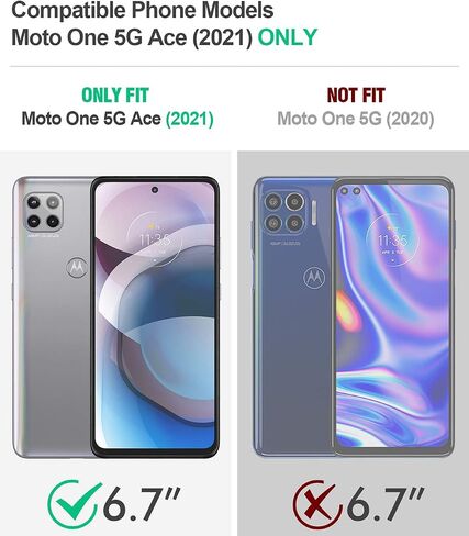 حافظة سلسلة Poetic Revolution لهاتف Motorola Moto One 5G Ace (2021)، غطاء حماية متين مزدوج الطبقات مقاوم للصدمات مع مسند وواقي مدمج للشاشة، أسود in Saudi Arabia