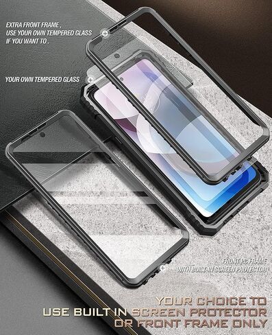 حافظة سلسلة Poetic Revolution لهاتف Motorola Moto One 5G Ace (2021)، غطاء حماية متين مزدوج الطبقات مقاوم للصدمات مع مسند وواقي مدمج للشاشة، أسود in Saudi Arabia