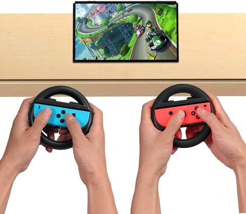 LiNKFOR 3 in 1 Joy-Con Accessories Bundle for Nintendo Switch | Tennis Racket for Mario Tennis Aces Game |Grips Handle for Nintendo Switch Joy-Con | Steering Wheel Accessories Set for Mario Kart in Saudi Arabia