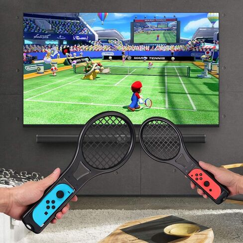 LiNKFOR 3 in 1 Joy-Con Accessories Bundle for Nintendo Switch | Tennis Racket for Mario Tennis Aces Game |Grips Handle for Nintendo Switch Joy-Con | Steering Wheel Accessories Set for Mario Kart in Saudi Arabia