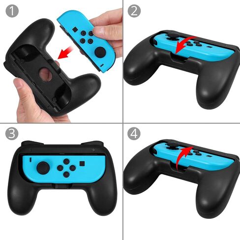 LiNKFOR 3 in 1 Joy-Con Accessories Bundle for Nintendo Switch | Tennis Racket for Mario Tennis Aces Game |Grips Handle for Nintendo Switch Joy-Con | Steering Wheel Accessories Set for Mario Kart in Saudi Arabia