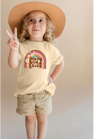 Ritatte Young Wild and Three Shirt Toddler Girl 3rd Birthday T-Shirt Kid Cute Flower 3 Year Old Birthday Party Tee Top Outfit in Saudi Arabia