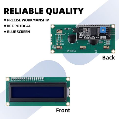 1602 LCD Display Module with IIC I2C Serial Interface Adapter LCM Black Backlight Screen Red Font AIP31066 Controller 16X2 LCD for Arduino, Raspberry pi, Tinkerboard, Nano pi, Banana pi, stm32, DIY in Saudi Arabia