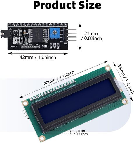 1602 LCD Display Module with IIC I2C Serial Interface Adapter LCM Black Backlight Screen Red Font AIP31066 Controller 16X2 LCD for Arduino, Raspberry pi, Tinkerboard, Nano pi, Banana pi, stm32, DIY in Saudi Arabia