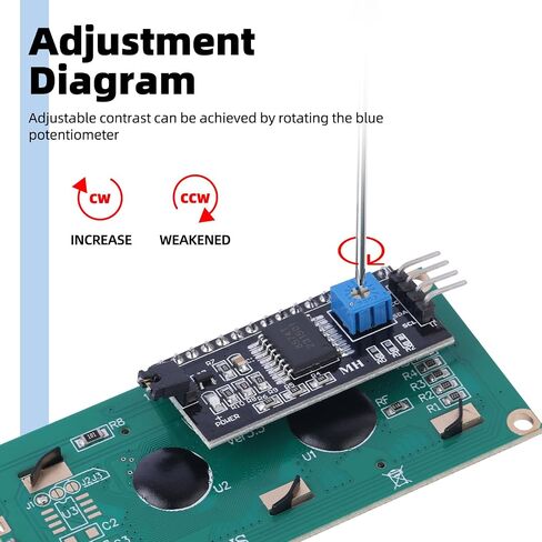1602 LCD Display Module with IIC I2C Serial Interface Adapter LCM Black Backlight Screen Red Font AIP31066 Controller 16X2 LCD for Arduino, Raspberry pi, Tinkerboard, Nano pi, Banana pi, stm32, DIY in Saudi Arabia
