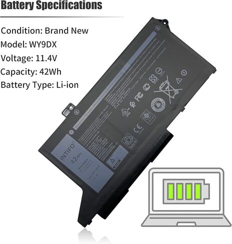 42Wh WY9DX Laptop Battery Compatible with Dell Latitude 5420 5520 Precision 3560 Series Notebook WK3F1 M3KCN RJ40G 1K2CF 75X16 [11.4V 42Wh 3-Cell] in Saudi Arabia