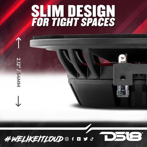 DS18 PRO-NEO6SLIM Shallow Loudspeaker- 6.5", Midrange, Red Aluminum Bullet, 400W Max, 200W RMS, 4 Ohms, Neodymium Magnet - The Most Elegant Neodymium Midrange Loudspeakers Available (PRONEO6SLIM) in Saudi Arabia