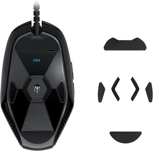 kwmobile Mouse Feet Replacement Compatible with Logitech G303 / G302 Computer Mouse Skates Sticker - Black in Saudi Arabia