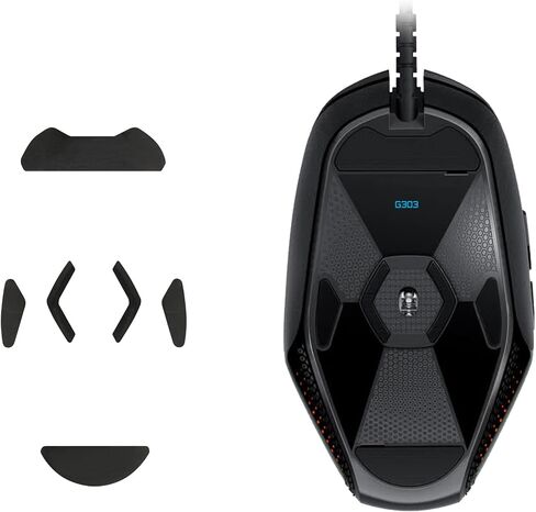 kwmobile Mouse Feet Replacement Compatible with Logitech G303 / G302 Computer Mouse Skates Sticker - Black in Saudi Arabia