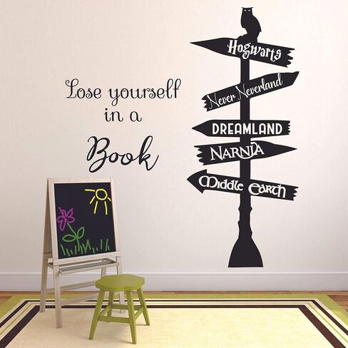 Book Reading Motivation Quotes Wall Sticker Vinyl Decal for Boys Girls Kids Library Bedroom Daycare Nursery Kindergarten Story Fun Home Decor Sticker Wall Art Vinyl Decoration Size (10x8 inch) in Saudi Arabia
