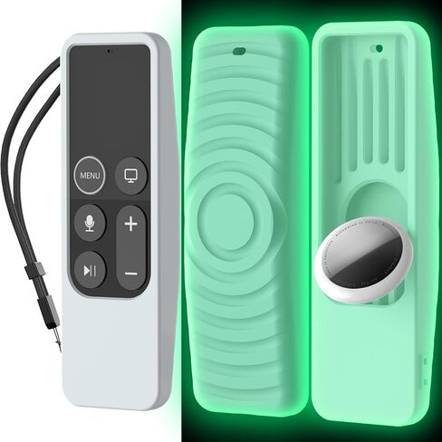 حافظة حماية AhaStyle لجهاز Apple TV Siri Remote [الجيل الأول] مع حامل AirTag، غطاء سيليكون مضاد للانزلاق متوافق مع 2016 Apple TV HD و2017 Apple TV 4K [الجيل الأول] (أزرق متوهج) in Kuwait