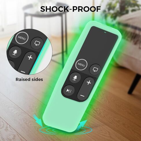 حافظة حماية AhaStyle لجهاز Apple TV Siri Remote [الجيل الأول] مع حامل AirTag، غطاء سيليكون مضاد للانزلاق متوافق مع 2016 Apple TV HD و2017 Apple TV 4K [الجيل الأول] (أزرق متوهج) in Kuwait