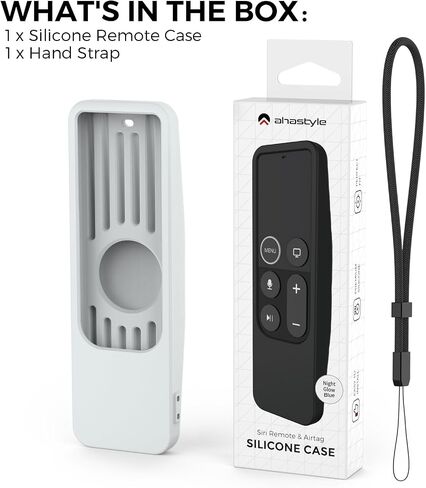 حافظة حماية AhaStyle لجهاز Apple TV Siri Remote [الجيل الأول] مع حامل AirTag، غطاء سيليكون مضاد للانزلاق متوافق مع 2016 Apple TV HD و2017 Apple TV 4K [الجيل الأول] (أزرق متوهج) in Kuwait