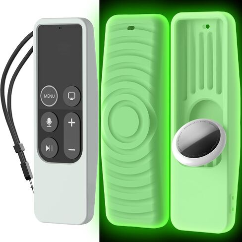 حافظة حماية AhaStyle لجهاز Apple TV Siri Remote [الجيل الأول] مع حامل AirTag، غطاء سيليكون مضاد للانزلاق متوافق مع 2016 Apple TV HD و2017 Apple TV 4K [الجيل الأول] (أزرق متوهج) in Kuwait
