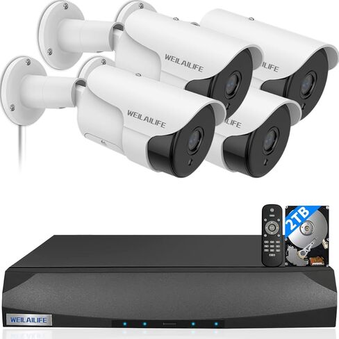 【130° Wide Angle】 Outdoor Wired Security Camera System, Home Video Surveillance System,POE Security Cameras Systems in Kuwait