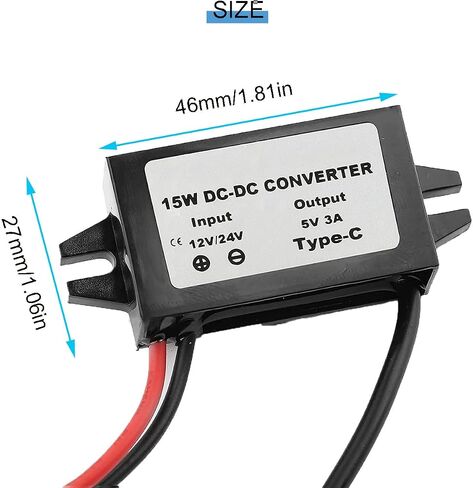 2 pcs DC 8-35V to DC 5V USB C DC DC Converter Buck Module 12V/24V to 5V 3A 15W USB Output Step Down Voltage Regulator Charger with knob Cap in Saudi Arabia