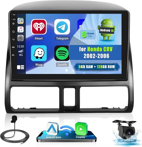 2024 ترقية Android 13 ستيريو لراديو السيارة Honda CRV 2002-2006 مع 6G+128G، 9 بوصة 1280x720 HD شاشة لمس لاسلكية Carplay Android Auto DSP SWC كاميرا احتياطية in Saudi Arabia