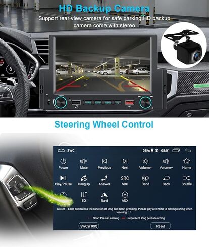 2024 Newest Android 13.0 Single Din Car Stereo for Wireless Carplay&Android Auto,6.2 Inch Touch Screen Car Audio Compatible Voice Control/GPS/Backup Camera/Bluetooth5.0/MirrorLink/FM/TF/2USB/AUX in Kuwait