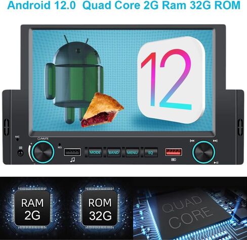 2024 Newest Android 13.0 Single Din Car Stereo for Wireless Carplay&Android Auto,6.2 Inch Touch Screen Car Audio Compatible Voice Control/GPS/Backup Camera/Bluetooth5.0/MirrorLink/FM/TF/2USB/AUX in Kuwait