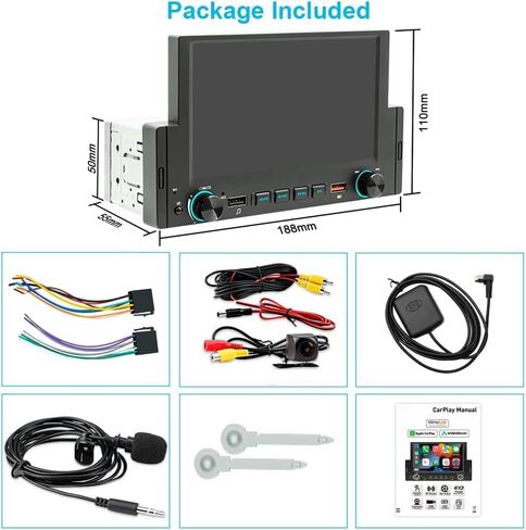 2024 Newest Android 13.0 Single Din Car Stereo for Wireless Carplay&Android Auto,6.2 Inch Touch Screen Car Audio Compatible Voice Control/GPS/Backup Camera/Bluetooth5.0/MirrorLink/FM/TF/2USB/AUX in Kuwait