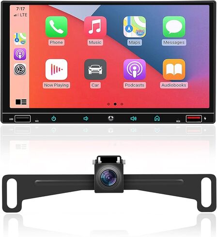 2024 Newest Double Din Car Stereo with Voice Control Carplay& Android Auto,7 Inch Capacitive HD Touchscreen Bluetooth5.0，Mirror Link，Subwoofer，Waterproof Backup Camera, SWC/USB/ QC3.0/AM/FM in Kuwait