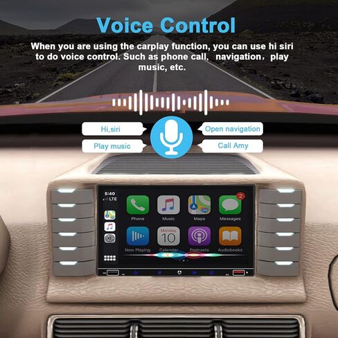 2024 Newest Double Din Car Stereo with Voice Control Carplay& Android Auto,7 Inch Capacitive HD Touchscreen Bluetooth5.0，Mirror Link，Subwoofer，Waterproof Backup Camera, SWC/USB/ QC3.0/AM/FM in Kuwait