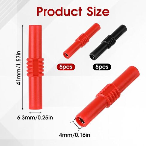 10 Pcs Insulated 4mm Banana Jack Brass Insulated Safety Shrouded Female to Female Safety Shrouded Banana Plug Connectors Banana Plug Adapter Female Banana Plug Connectors for Plug Extension Adapters in Saudi Arabia