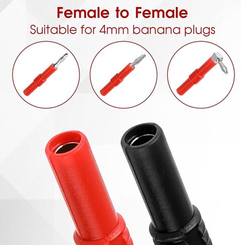 10 Pcs Insulated 4mm Banana Jack Brass Insulated Safety Shrouded Female to Female Safety Shrouded Banana Plug Connectors Banana Plug Adapter Female Banana Plug Connectors for Plug Extension Adapters in Saudi Arabia