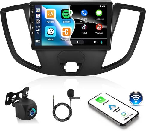 1+32G ستيريو سيارة أندرويد لسيارة Ford Transit 2013-2019 مع Carplay Android Auto Mirror Link 9 بوصة تعمل باللمس FM RDS HiFi Bluetooth WiFi GPS+AHD Camera & MIC in Saudi Arabia