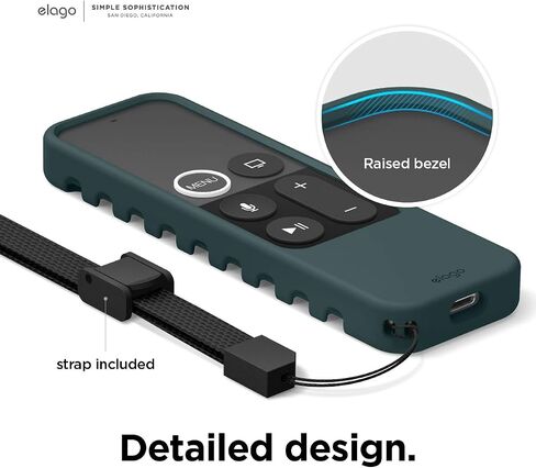 elago R3 Protective Case Compatible with Apple TV Siri Remote 1st Generation (Black) - Extra Protection, Durable Silicone, Lanyard Included, Full Access in Saudi Arabia