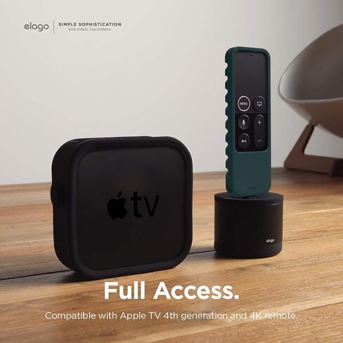 elago R3 Protective Case Compatible with Apple TV Siri Remote 1st Generation (Black) - Extra Protection, Durable Silicone, Lanyard Included, Full Access in Saudi Arabia