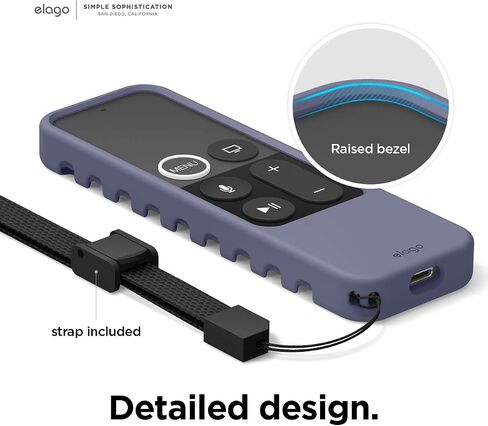 elago R3 Protective Case Compatible with Apple TV Siri Remote 1st Generation (Black) - Extra Protection, Durable Silicone, Lanyard Included, Full Access in Saudi Arabia
