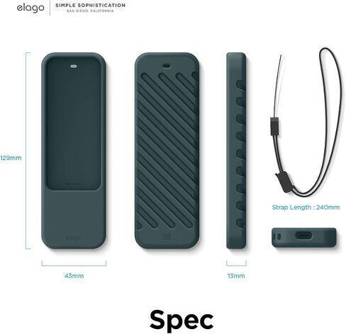 elago R3 Protective Case Compatible with Apple TV Siri Remote 1st Generation (Black) - Extra Protection, Durable Silicone, Lanyard Included, Full Access in Saudi Arabia