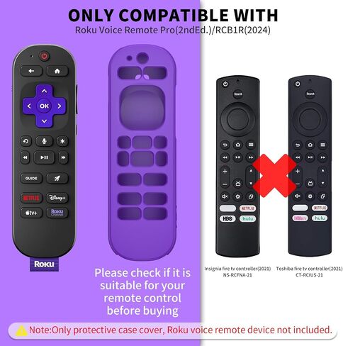 [2 Pcs] Silicone Remote Case Cover for Roku Voice Remote Pro (2nd Ed.), Anti Slip Shockproof Remote Protective Sleeve for RCB1R(2024), Remote Protective Cover Case with Lanyard (Glow Blue+Glow Green) in Saudi Arabia