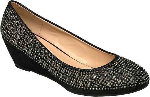 Forever Womens Low Wedge Heel Closed Toe Wedding Party Dress Sandals Shoes in Kuwait