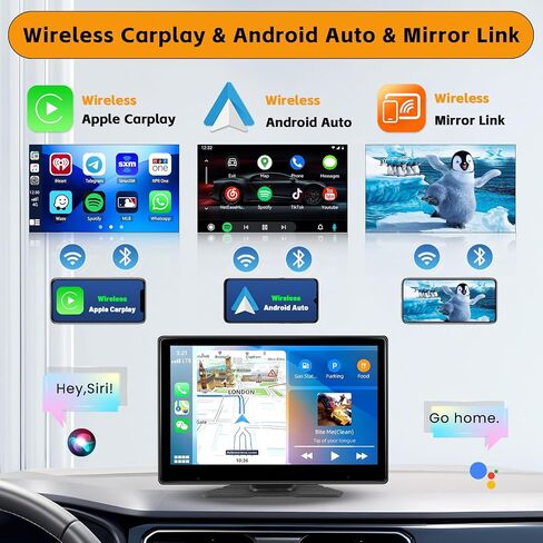 Latest 2024 10.1 Inch Portable Car Stereo with Apple CarPlay/Android Auto, 4K DVR Dash Cam with ADAS Carplay Screen with 1080P AUX/FM,Dual Bluetooth Backup Camera,Mirror Link,Voice Control,Navigation in Saudi Arabia